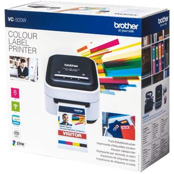 Принтер этикеток Brother VC-500W, ZINK Zero-Ink, 313 x 313 DPI, 8 мм/сек, Wi-Fi, USB 2.0, лента CZ, цветной, черный/серый (VC-500W)