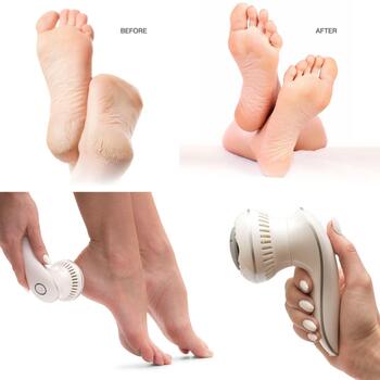 Rio Устройство для ухода за ногами PEDI3-EU/1.6, 60 секунд Spa Pedi, белый, 3 насадки, перезаряжаемое, 1ч работы (PEDI3-EU/1.6)