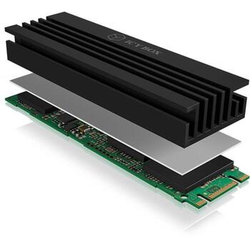 Raidsonic ICY BOX IB-M2HS-70, радиатор для M.2 SSD, 22мм, 70мм, 10мм, черный, алюминиевые ребра, силиконовые термопрокладки (IB-M2HS-70)