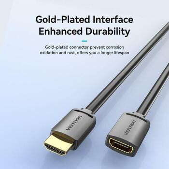 Vention HDMI кабель AHCBD 4K@60Hz, 0.5 м, прямой разъем, золотые контакты, HDR, черный (AHCBD)