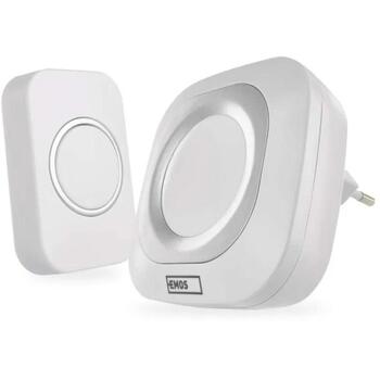 Emos Беспроводной дверной звонок P5733W, P5733W, 150м, 36 мелодий, IP44, 110дБ, 1x3V CR2032 в комплекте, self-learning (P5733W)