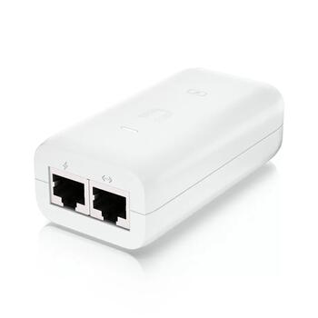 Адаптер питания PoE+ 30 Вт с Gigabit RJ45 входом данных + PoE+ выход 48 В DC U PoE+ Белый Ubiquiti (U-PoE+)