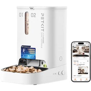 Petkit YumShare Dual-hopper 2 Automātiskā barotava ar kameru P591 2, 5L, ABS, 304 nerūsējošais tērauds, balta (P591 2)