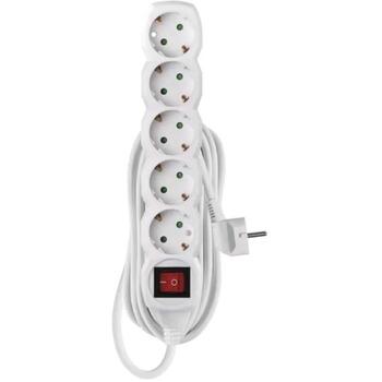 Emos Удлинитель P1525R, 5м, 5x2P+PE, 3680W, PVC, выключатель, защита от детей (P1525R)