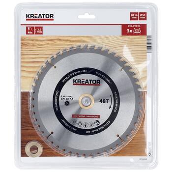 Пильный диск по дереву Ø216x30x2,2мм, 48 зубьев Kreator (KRT020423)