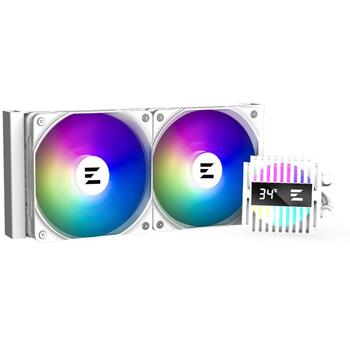 Zalman šķidruma CPU dzesētājs ALPHA2 V2 A24 WHITE, 240mm, 2 ventilatori, 800-2000rpm, 29.7dB, RGB, LCD displejs, balts (ALPHA2 V2 A24 WHITE)