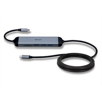 Lindy dokstacija 43326, 1 HDMI, 1 USB-C, 2 USB 3.2, 1 SD, 1 microSD, 4K atbalsts, 1.4m strāvas kabelis (43326)