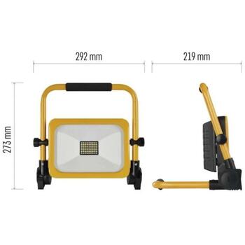 Emos LED прожектор ACCO ZS2832, 30 W, 3000 lm, IP54, желтый, холодный белый, Li-Ion 10 000 mAh, 120°, 25 000 ч (ZS2832)
