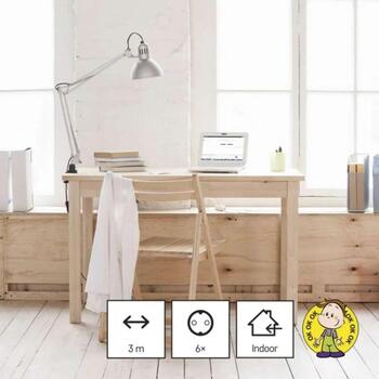Emos Удлинитель P0623R, 3 м, 6× 2P + PE НЕМЕЦКИЙ, ПВХ, 3 680 Вт, защита от детей (P0623R)