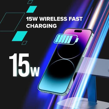 Bezvadu uzlādes stacija 3 in 1 ar 15 W jaudu Hexagon 310 Gaiši Pelēks Oranžs CNS-WCS310LGOR CANYON (CNS-WCS310LGOR)