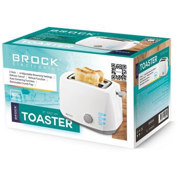 Brock BT 1002 WH Тостер, 800 Вт, 2 отсека, 6 уровней, разморозка, подогрев, съемный поддон (BT 1002 WH)
