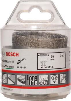 Dimanta Caurumzāģis 57mm DrySpeed Best for Ceramic, Mazām leņķa slīpmašīnām PRO CERAMIC DRY KROŅURBIS, 2608587127, BOSCH (2608587127)