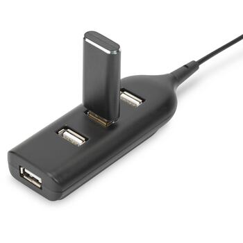 Digitus USB концентратор AB-50001-1, 4x USB 2.0, 480 Mbps, кабель 0.3 м, питание от USB (AB-50001-1)