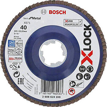 Шлифовальный, лепестковый диск X-LOCK X571 125мм, K40 2608619209 BOSCH (2608619209)
