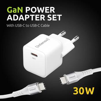 Intenso адаптер питания 7803042, 1 x USB Type-C, 100-240 В, 20 В, 30 Вт, быстрая зарядка, 1,5 м кабель, белый (7803042)