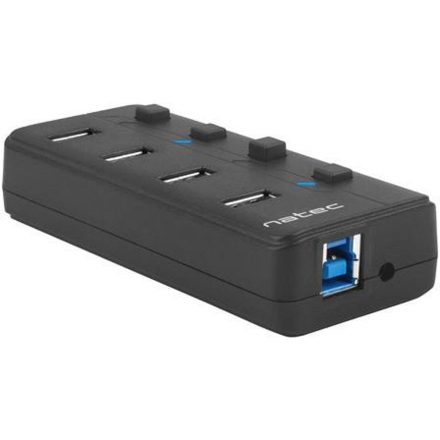 Natec USB хаб Mantis 2 NHU-1557, 4xUSB 3.0 A, 1xUSB B, 230V, переключатели, блок питания (NHU-1557)