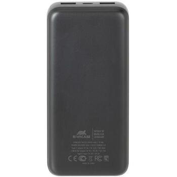 Rivacase Power Bank akumulators VA2521, 20000 mAh, 20W PD, 2xUSB-A, 1xUSB-C, LCD displejs, pelēks (VA2521)
