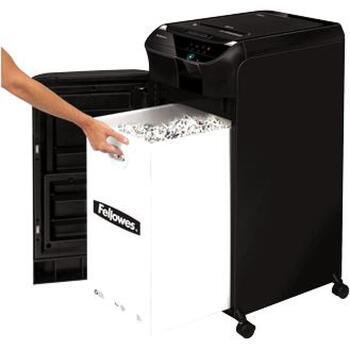 Fellowes Шредер AutoMax 550C, 3.35 м/мин, черный, 4 x 38 мм, 83 л, P-4, авто-подача, режим сна (4963101)