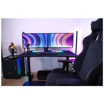 Arozzi Gaminga galds ARENA-SMALL-PBK, 71cm, 114cm, 71.1cm, T-veida, tērauds, pilnīga virsma, kabelis, monitora stiprinājums (ARENA-SMALL-PBK)