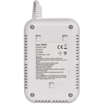 Emos Газовый детектор GS869 P56450, 36,3×117,4×77,4мм, 5 лет, 230V AC, 0–95%, IPX2D, >85dB, оптический и звуковой (P56450)