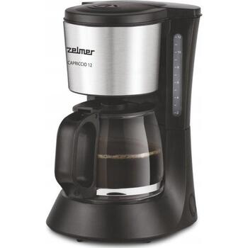 Zelmer Кофеварка ZCM1200 71605462P, 680 W, 1.2 л, 12 чашек, автоматическое отключение, черный и серебристый цвет (71605462P)