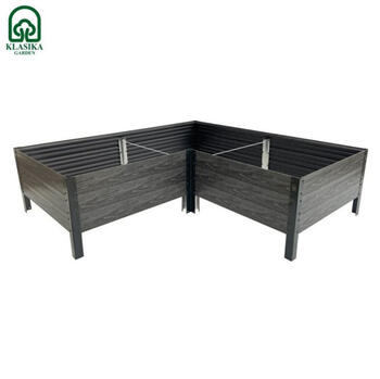 Paaugstinātā dārza dobe KLASIKA Wood Look L – formas, pelēka: 150x150x75x75x75x75 cm, h-30 cm; 76763 KLASIKA (76763)