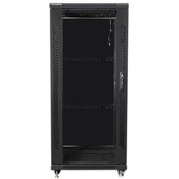 Lanberg Напольный шкаф FF01-6627-12B, 27U, 600mm, черный, максимальная нагрузка до 800kg, IP20, 2 вентилятора (FF01-6627-12B)