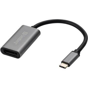 Sandberg Adapteris 136-19, USB Type-C, DisplayPort 20 pin sievišķais, 4K 60Hz, alumīnija korpuss, USB barošana (136-19)