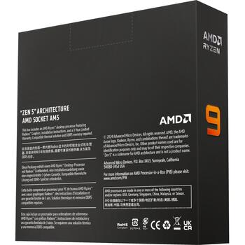 Amd Ryzen 9 9900X процессор 100-100000662WOF, 4.4 GHz, 76 МБ, 12 ядер, 24 потока, 120 Вт, PCIe 5.0, DDR5-SDRAM (100-100000662WOF)