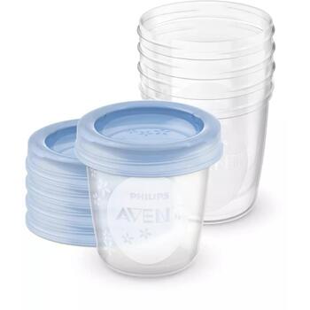 Philips Avent SCF619/05, 5x180мл, 0+ мес., герметичные крышки, без BPA, для холодильника и морозильника (SCF619/05)