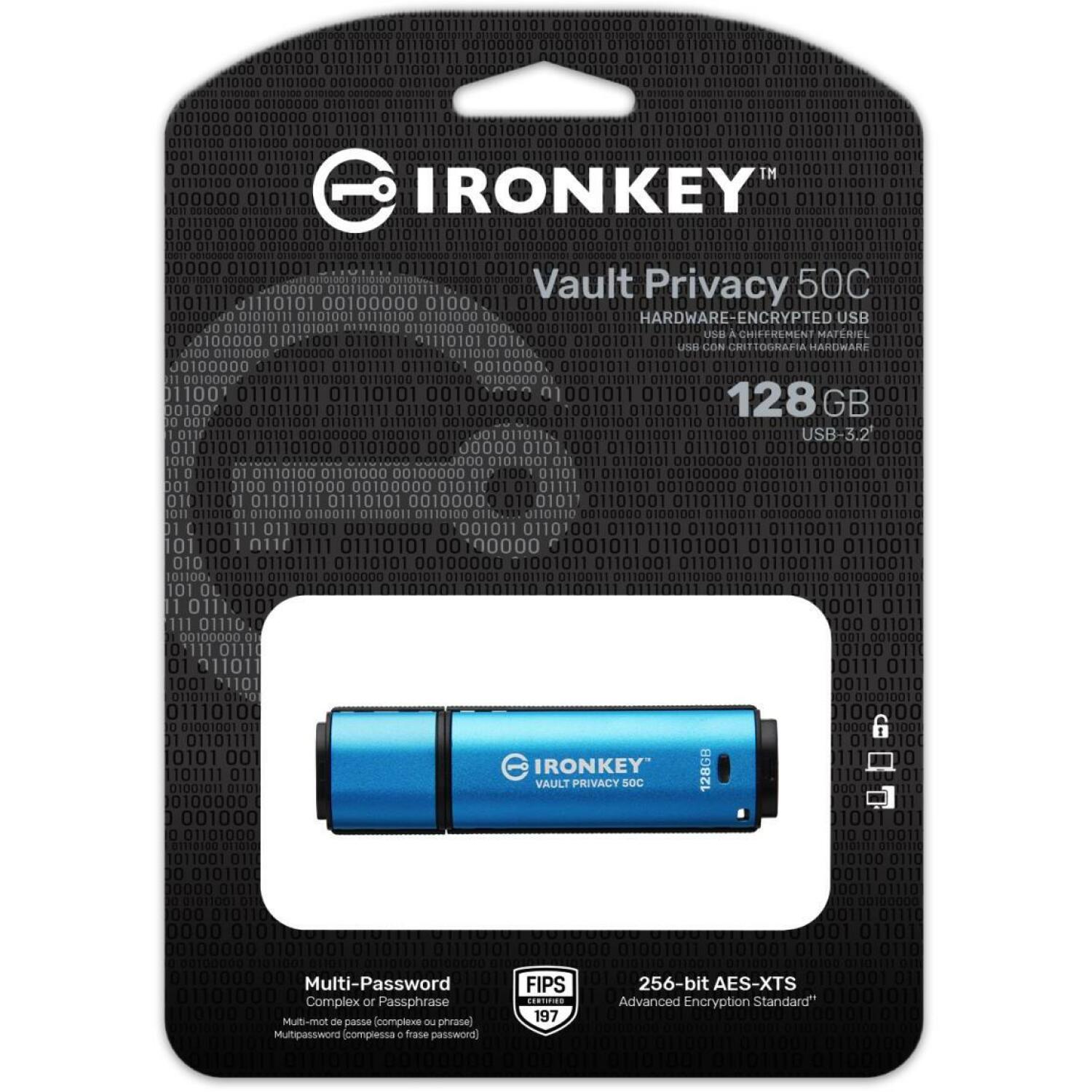 Kingston USB флеш-накопитель IKVP50C/128GB 128GB, USB Type-C, 3.2 Gen 1, Скорость чтения 250 MB/s, Скорость записи 180 MB/s (IKVP50C/128GB)