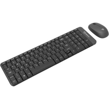 Sbox Datoru komplekts WKM-22-US, 1200DPI, 3D 3 pogas pele, 100-101 taustiņi tastatūra, 2,4GHz, melna/pelēka (WKM-22-US)