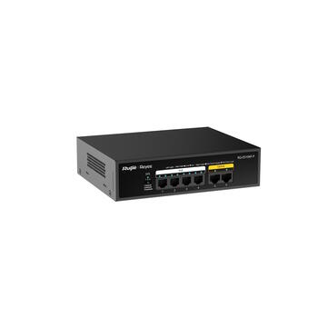 Ruijie RG-ES106F-P 6-портовый PoE коммутатор, 4x10/100 Mbps PoE, 1x10/100 Mbps uplink, бюджет PoE 60W, 30W/порт, защита 4kV (RG-ES106F-P)
