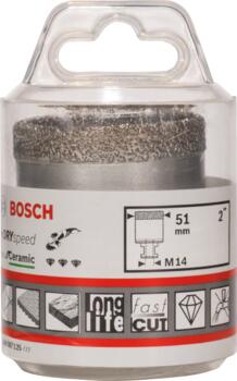 Dimanta caurumzāģis 51 mm DrySpeed Best for Ceramic, Mazām leņķa slīpmašīnām PRO CERAMIC DRY KROŅURBIS, 2608587125, BOSCH (2608587125)