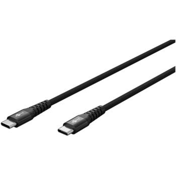 Goobay USB-C kabelis 73953, 1 m, 3 A, 60 W, USB 2.0, 480 Mbps, pīts, alumīnija korpuss, metāla spraudņi, silikona apvalks (73953)
