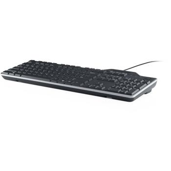 Клавиатура Dell 580-AFYX USB, черная, QWERTY, 1 шт., считыватель смарт-карт, USB, полноразмерная, водоотталкивающая (580-AFYX)