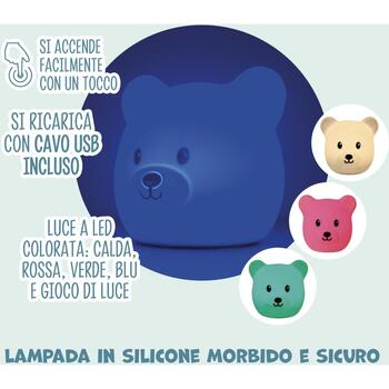 Koala Games G2535, Перезаряжаемая силиконовая лампа Медведь, 4 теплых белых, 1 красный, 1 зеленый, 1 синий LED, 500mAh, 5ч работы (G2535)