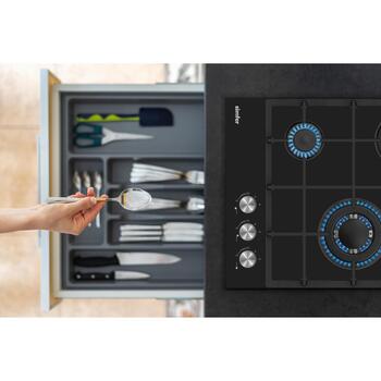 Simfer Варочная панель H4.305.HGSSP, 3, газ на стекле, поворотные ручки, черный (H4.305.HGSSP)