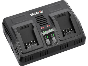 Yato akumulatoru lādētājs YT-828499, 18V d.c., 2x2.4A, Li-Ion, 200-240V a.c., 50/60Hz, uzlādes līmeņa indikators (YT-828499)