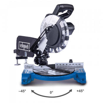 Scheppach торцовочная пила HM210L 5901226901, 210мм, 1500Вт, 4900об/мин, 45°, 220-240В, лазер (5901226901)