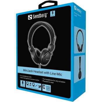 Sandberg Наушники 126-34, 1.2m, 3.5mm, 40mm, 32Ω, 20-20000Hz, встроенный микрофон, многопозиционный микрофон (126-34)