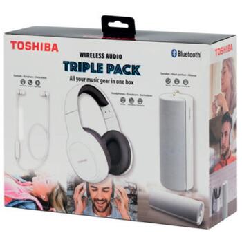 Toshiba Bezvadu austiņas HSP-3P19 TY-HSP-3P19-W, 154g, 4h, 32Ω, Bluetooth, 2.0, 40mm, 20-20000Hz, 6W, 1x austiņas, 1x skaļrunis (TY-HSP-3P19-W)