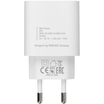 Rivacase мобильное зарядное устройство PS4101 W00, 110-240V, 1м, 1xUSB Type-C, быстрая зарядка, универсальное (PS4101W00WHITE)