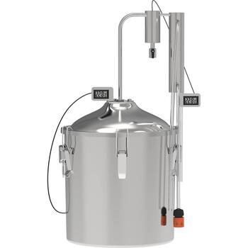 Browin 343130 30L Convex дистиллятор, 1 дефлегматор, нержавеющая сталь, 2 термометра, 66см (343130)
