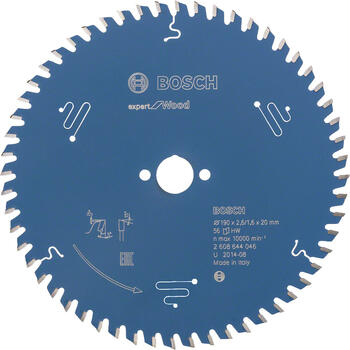 Ripzāģa disks ExpertWood 190 x 20 x 2,6 mm, 56, Rokas ripzāģiem RIPZĀĢA ASMENS EXPERT FOR WOOD, 2608644046, BOSCH (2608644046)