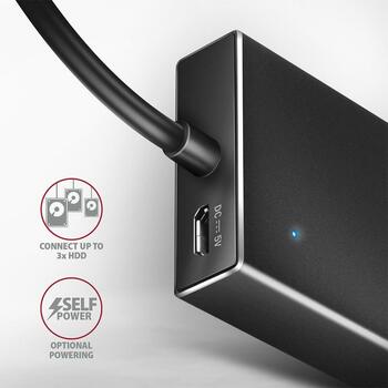 Axagon USB centrmezgls HUE-F7C USB 3.2 7 porti, 30 cm kabelis, alumīnija korpuss, Hot Plug, Plug and Play (HUE-F7C)