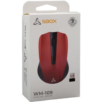 Sbox Мышь WM-109R, 1000 DPI, 3 кнопки, 2x AAA, 10м, беспроводная RF 2.4 GHz, совместима с Windows и MacOS (WM-109R)