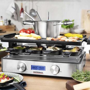 Gastroback Raclette-Fondue 42562, 2200 W, 1 л, 0,5 л, 1,55 м, нержавеющая сталь, антипригарное покрытие (42562)
