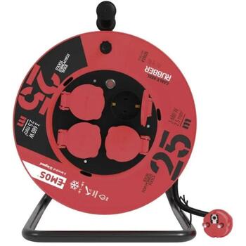 Emos Уличный удлинитель P19625, 25 м, 4 розетки, 230 В, 16 А, IP44, резина, H05RR-F3G, защита от детей (P19625)