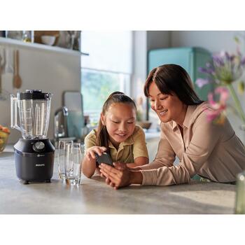 Philips Настольный блендер HR2191/01, 600 Вт, 2 л, 1,25 л эффективная емкость, 2 скорости, Пульс, Нержавеющие лезвия (HR2191/01)